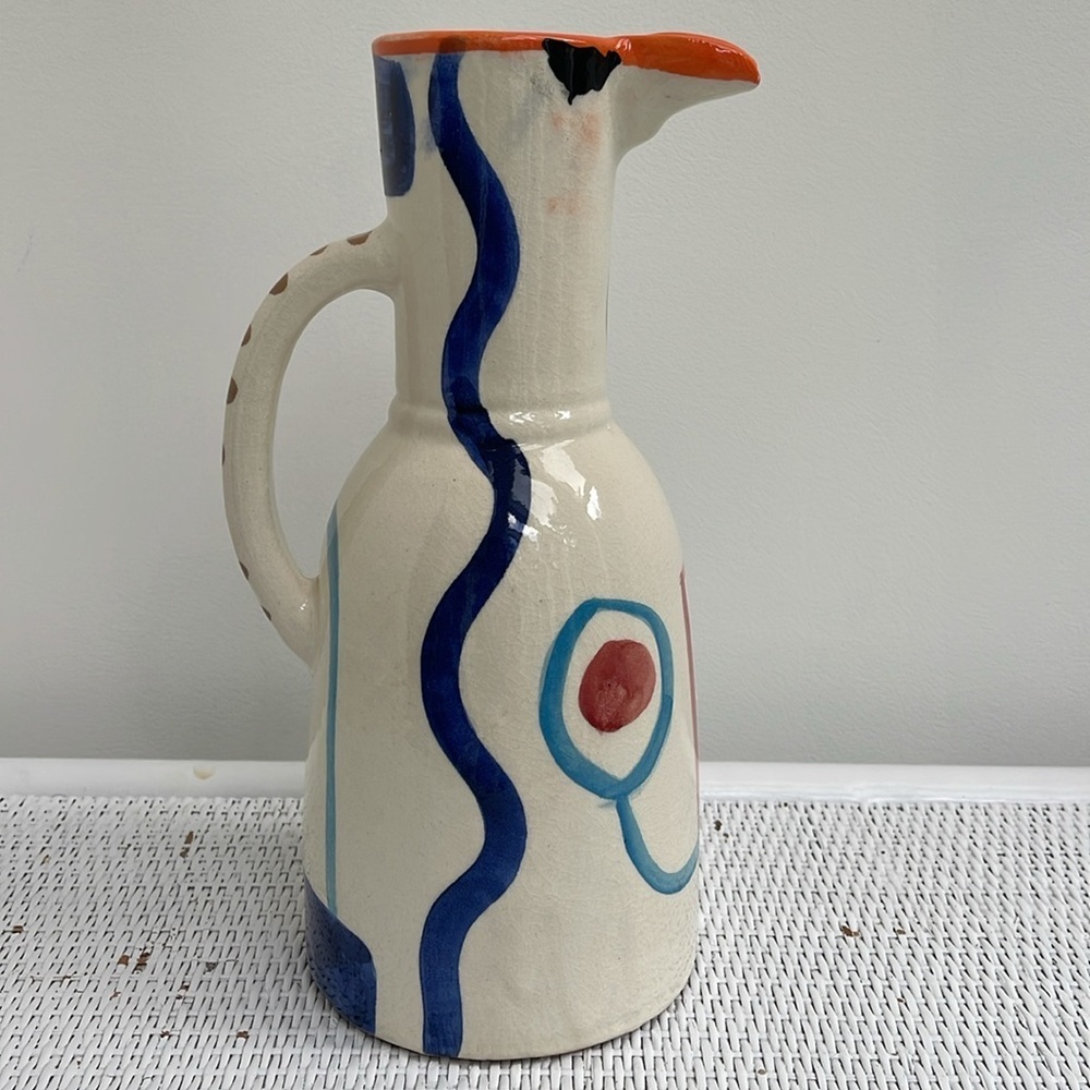 Hand painted clay Jug Pitcher by LRNCE Picasso-Vibes - Picture 3 of 5